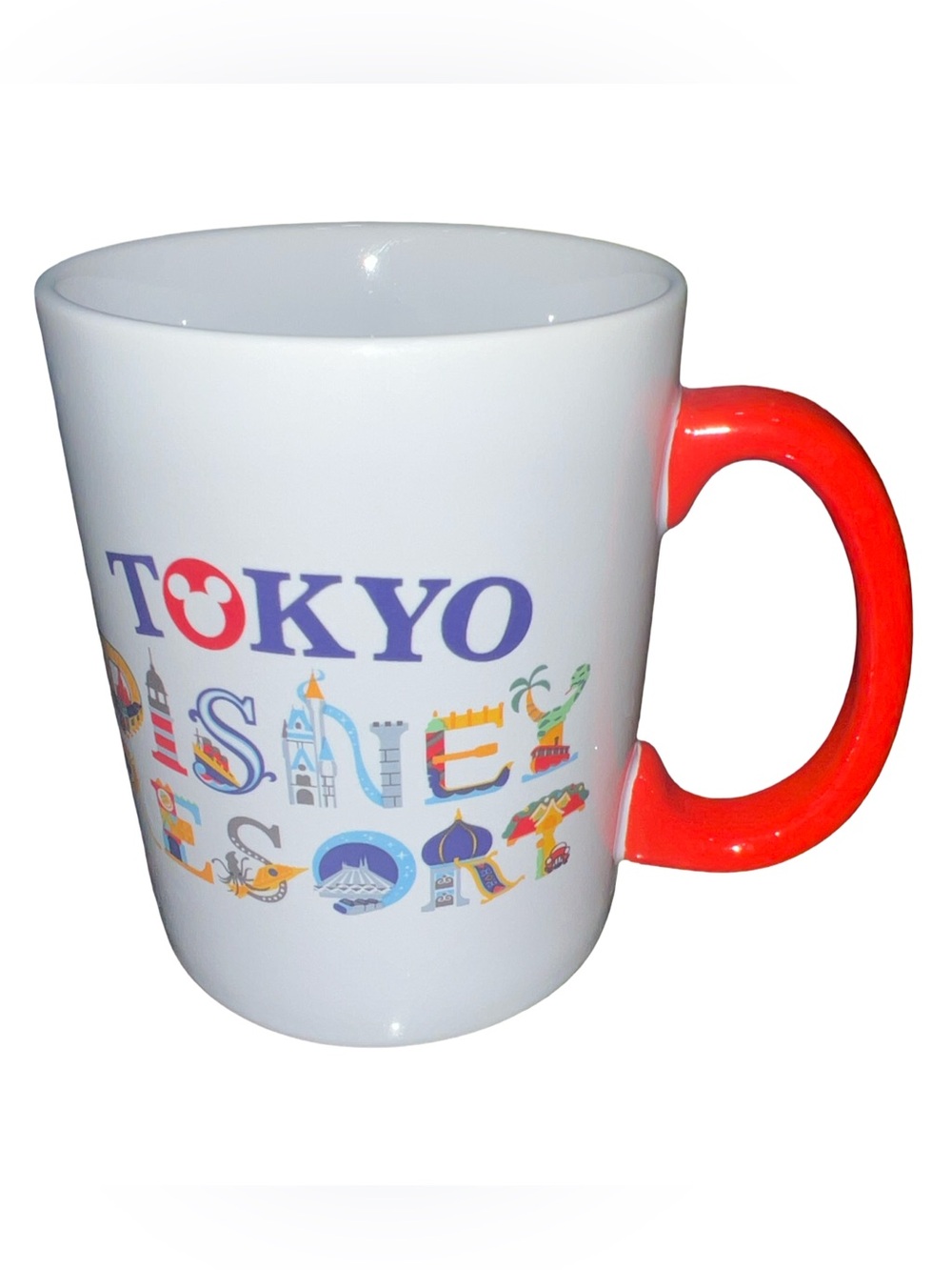 Tokyo Disney Resort Coffee Mug Cup Letters Red Handle Japan Theme Park Mickey
